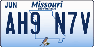 MO license plate AH9N7V