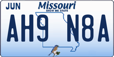 MO license plate AH9N8A