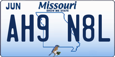 MO license plate AH9N8L