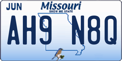 MO license plate AH9N8Q