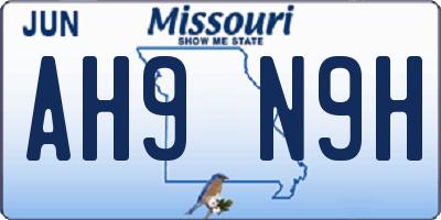 MO license plate AH9N9H