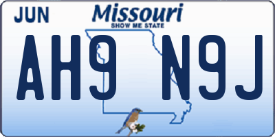 MO license plate AH9N9J
