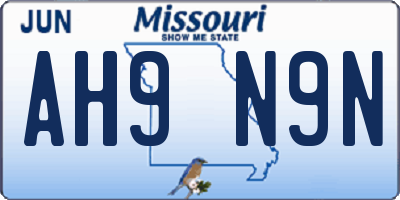 MO license plate AH9N9N
