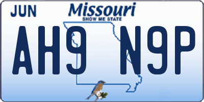 MO license plate AH9N9P