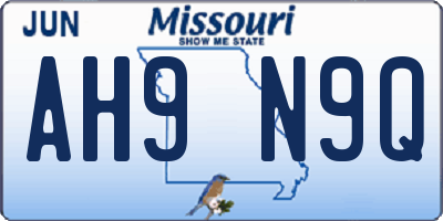 MO license plate AH9N9Q