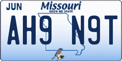 MO license plate AH9N9T