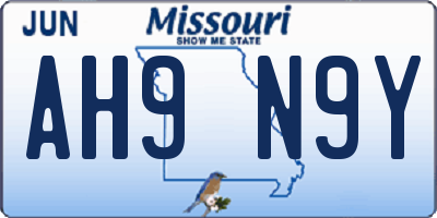 MO license plate AH9N9Y