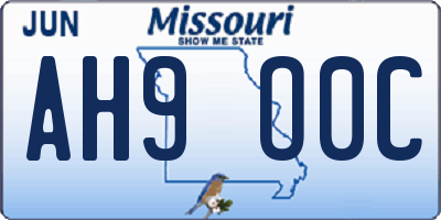 MO license plate AH9O0C