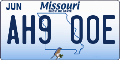 MO license plate AH9O0E