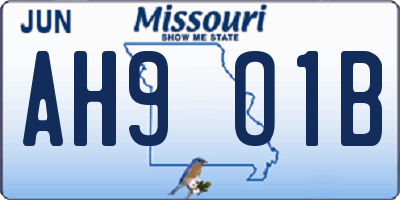 MO license plate AH9O1B