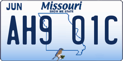 MO license plate AH9O1C