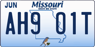 MO license plate AH9O1T