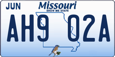 MO license plate AH9O2A
