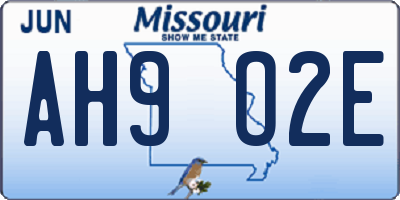 MO license plate AH9O2E