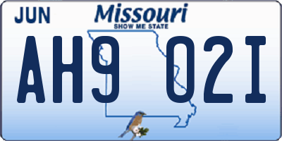 MO license plate AH9O2I