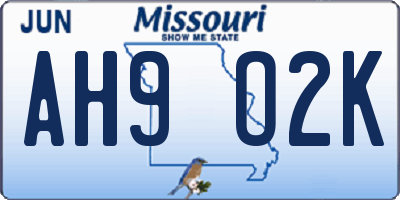 MO license plate AH9O2K