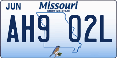 MO license plate AH9O2L