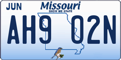 MO license plate AH9O2N
