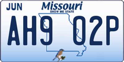 MO license plate AH9O2P