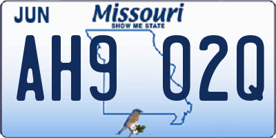 MO license plate AH9O2Q