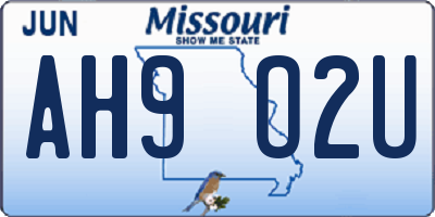 MO license plate AH9O2U