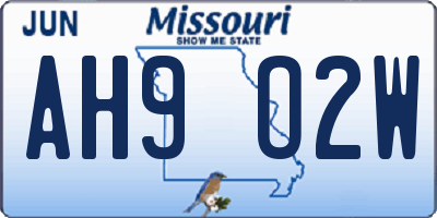 MO license plate AH9O2W