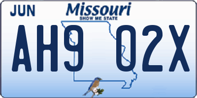 MO license plate AH9O2X