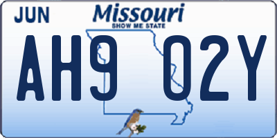 MO license plate AH9O2Y