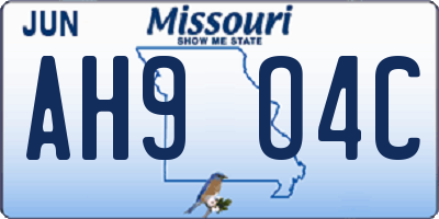 MO license plate AH9O4C