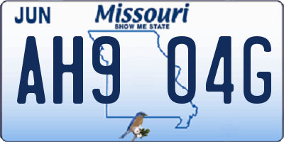 MO license plate AH9O4G