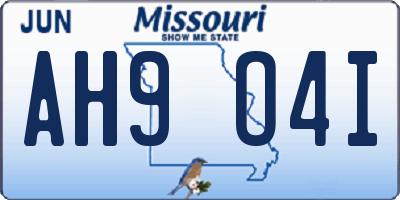 MO license plate AH9O4I