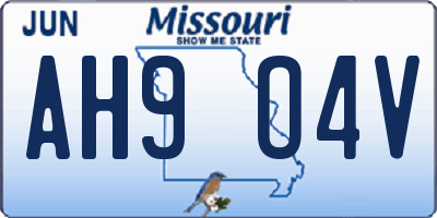 MO license plate AH9O4V