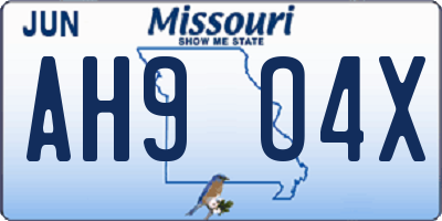MO license plate AH9O4X
