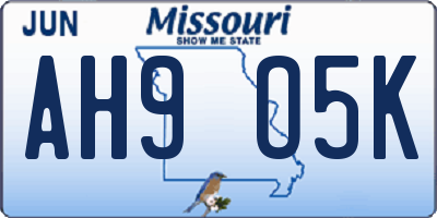 MO license plate AH9O5K