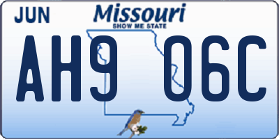 MO license plate AH9O6C