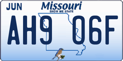 MO license plate AH9O6F