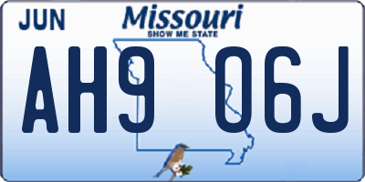 MO license plate AH9O6J