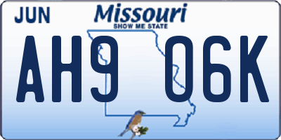 MO license plate AH9O6K