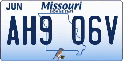 MO license plate AH9O6V