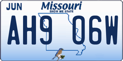 MO license plate AH9O6W