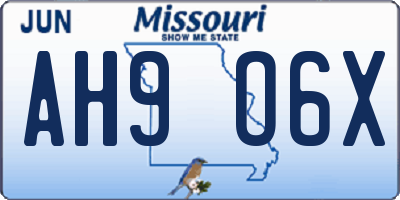 MO license plate AH9O6X