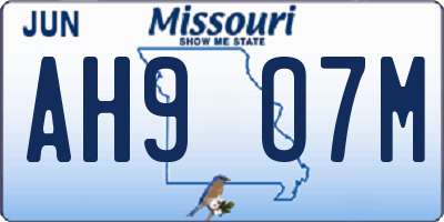 MO license plate AH9O7M