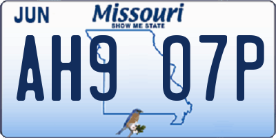 MO license plate AH9O7P