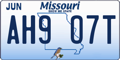 MO license plate AH9O7T
