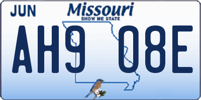 MO license plate AH9O8E
