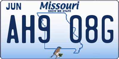 MO license plate AH9O8G