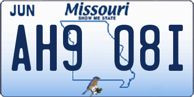 MO license plate AH9O8I