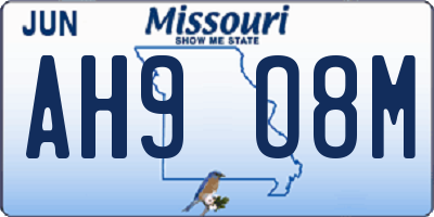 MO license plate AH9O8M