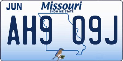 MO license plate AH9O9J