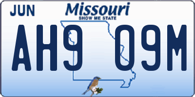 MO license plate AH9O9M